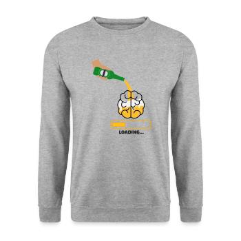 Beer loading in brain - Unisex Sweatshirt - salt & pepper - Front - Alina (178cm) & Michal (187cm)