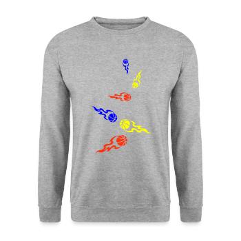 Flamme du basketball - Sweat-shirt Unisexe - gris chiné - Devant - Alina (178cm) & Michal (187cm)