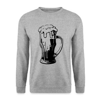 Bierglas Symbol - Unisex Pullover - Weißgrau meliert - Vorne - Alina (178cm) & Michal (187cm)