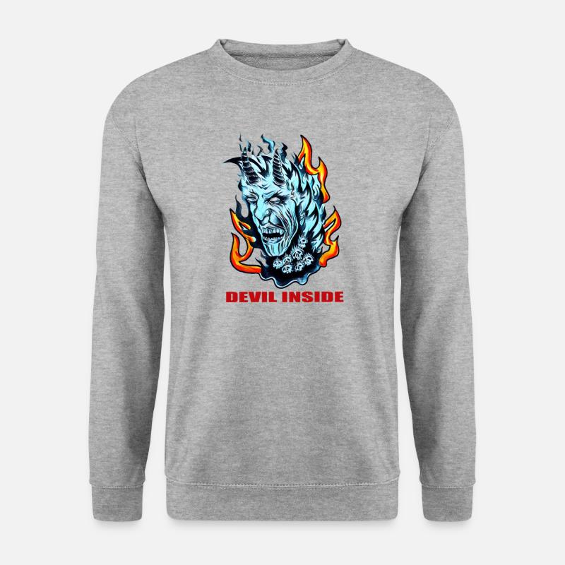 DEVIL - Unisex Pullover - Weißgrau meliert