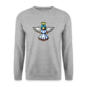 Ange de Noël en Pixel Art - Sweat-shirt Unisexe - gris chiné - Devant - Alina (178cm) & Michal (187cm)
