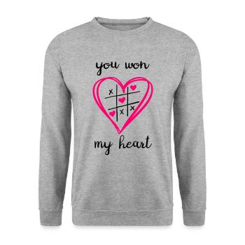 you won my heart - Unisex Sweatshirt - salt & pepper - Front - Alina (178cm) & Michal (187cm)
