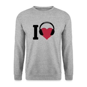 I love Music - Unisex Pullover - Weißgrau meliert - Vorne - Alina (178cm) & Michal (187cm)