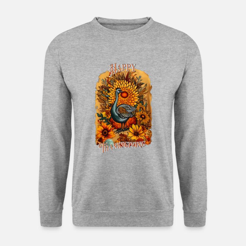 Happy Thanksgiving E - Unisex Pullover - Weißgrau meliert