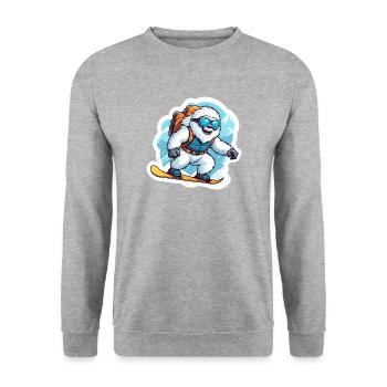 Yeti blanc snowboardeur - Sweat-shirt Unisexe - gris chiné - Devant - Alina (178cm) & Michal (187cm)