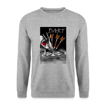 Dart Skull See You Next Game, Dartdesign Darts - Unisex Sweatshirt - salt & pepper - Front - Alina (178cm) & Michal (187cm)