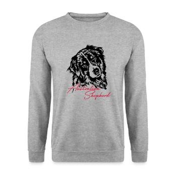 Australian Shepherd Aussie Dog Wilsigns Dog - Unisex Sweatshirt - salt & pepper - Front - Alina (178cm) & Michal (187cm)