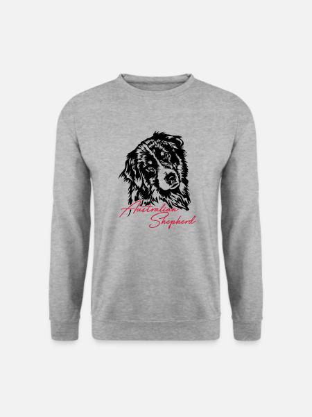 Australian Shepherd Aussie Hunde Hund Wilsigns - Unisex Pullover - Weißgrau meliert