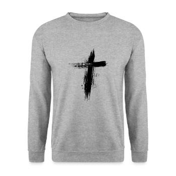 cross - Unisex Pullover - Weißgrau meliert - Vorne - Alina (178cm) & Michal (187cm)