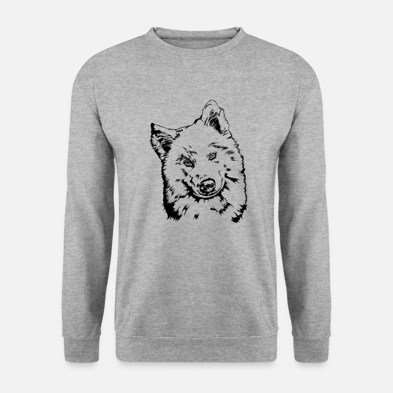 SAMOJEDE Hunde Portrait Wilsigns Hund Geschenk - Unisex Pullover - Weißgrau meliert