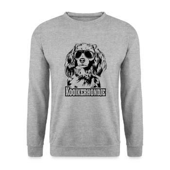 KOOIKERHONDJE cool sunglasses dogs dog - Unisex Sweatshirt - salt & pepper - Front - Alina (178cm) & Michal (187cm)