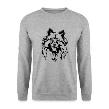 Wolfsspitz Keeshond Dog Portrait Dogs Wilsigns - Unisex Sweatshirt - salt & pepper - Front - Alina (178cm) & Michal (187cm)