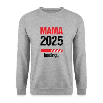 Maman 2025 Cadeau Femmes Dames Mère Enceinte - Sweat-shirt Unisexe - gris chiné - Devant - Alina (178cm) & Michal (187cm)