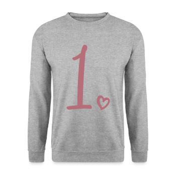1er anniversaire Enfants Filles 1 an Mignon Numéro 1 - Sweat-shirt Unisexe - gris chiné - Devant - Alina (178cm) & Michal (187cm)