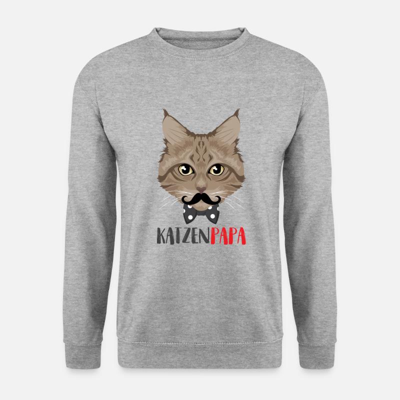 Katzen Papa / Vater - Unisex Pullover - Weißgrau meliert