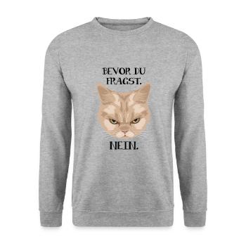 Grumpy Cat - Before you ask_No - P. - Unisex Sweatshirt - salt & pepper - Front - Alina (178cm) & Michal (187cm)