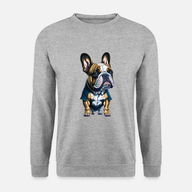 Französische Bulldogge - Unisex Pullover - Weißgrau meliert