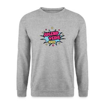Jugend Weihe Feier Party 2025 Osten Jugendweihe - Unisex Pullover - Weißgrau meliert - Vorne - Alina (178cm) & Michal (187cm)