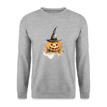 Watercolor pumpkin with a hat - Unisex Sweatshirt - salt & pepper - Front - Alina (178cm) & Michal (187cm)