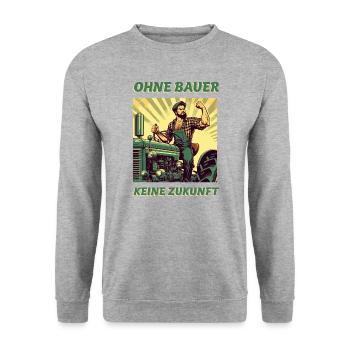 Ohne Bauer keine Zukunft - Unisex Pullover - Weißgrau meliert - Vorne - Alina (178cm) & Michal (187cm)