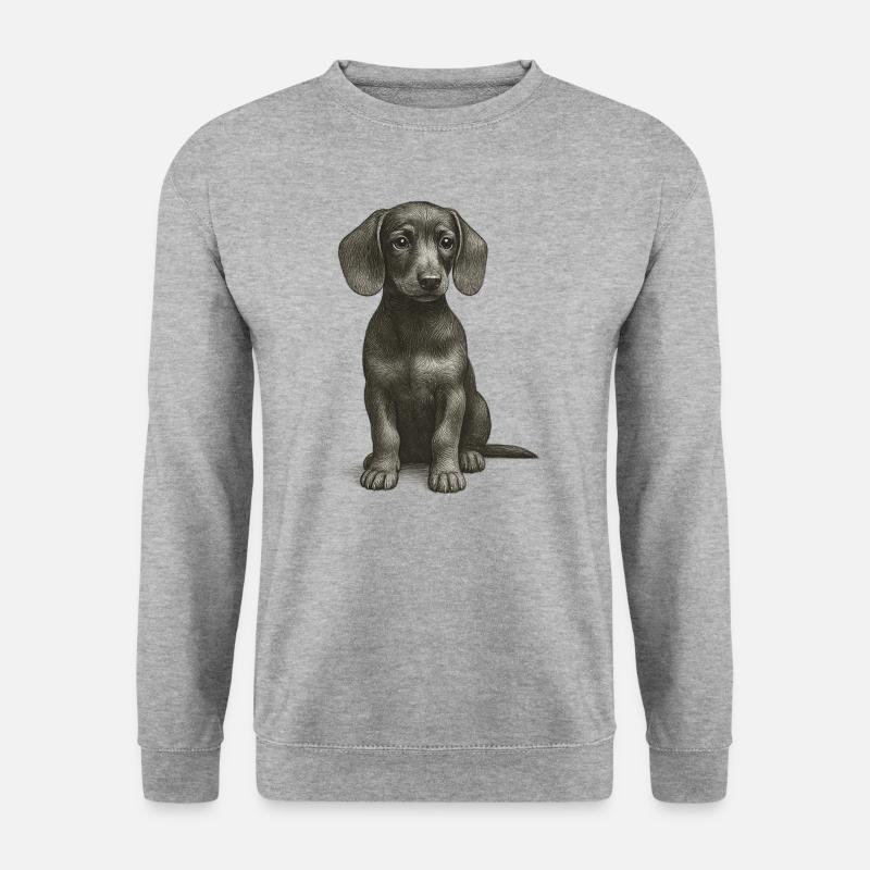 « Little Meloppy ear » - chiot teckel - Sweat-shirt Unisexe - gris chiné