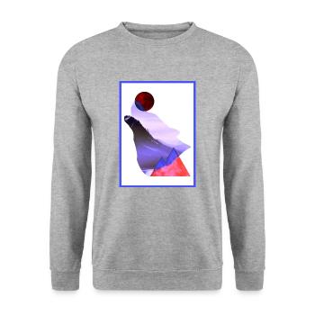 Moon Wolf - Laurids B Design - Unisex Sweatshirt - salt & pepper - Front - Alina (178cm) & Michal (187cm)