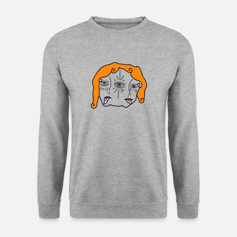 Psychedelisches Gesicht - Unisex Pullover - Weißgrau meliert