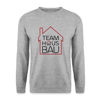Team Hausbau - Unisex Pullover - Weißgrau meliert - Vorne - Alina (178cm) & Michal (187cm)