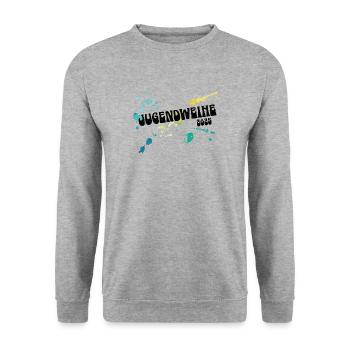 Jugendweihe 2025 Erwachsen Feier Ostdeutschland - Unisex Pullover - Weißgrau meliert - Vorne - Alina (178cm) & Michal (187cm)