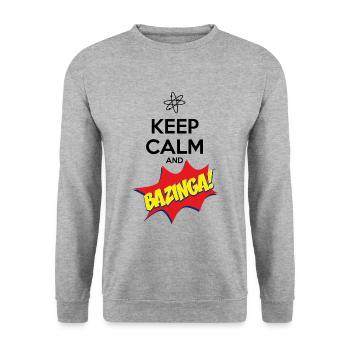 the Big Bang Theory Keep Calm and Bazinga - Unisex Sweatshirt - salt & pepper - Front - Alina (178cm) & Michal (187cm)