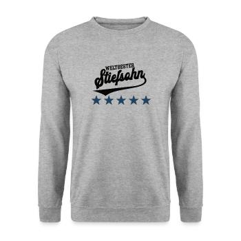 Weltbester Stiefsohn Bester Bonus Sohn Stiefkind - Unisex Pullover - Weißgrau meliert - Vorne - Alina (178cm) & Michal (187cm)