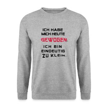 Ich hab mich heute gewogen.... - Unisex Pullover - Weißgrau meliert - Vorne - Alina (178cm) & Michal (187cm)