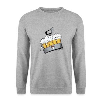 Kranz Kölsch Bier für alle Köln Fans und echteKöln - Unisex Pullover - Weißgrau meliert - Vorne - Alina (178cm) & Michal (187cm)
