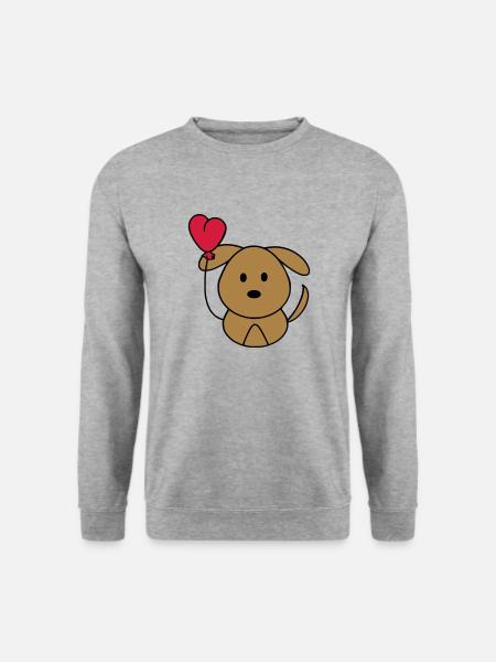 Hundi with heart balloon - Unisex Sweatshirt - salt & pepper