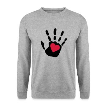 love_handprint_2c - Unisex Sweatshirt - salt & pepper - Front - Alina (178cm) & Michal (187cm)