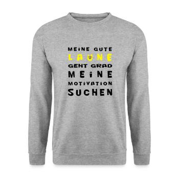 Meine gute Laune - Unisex Pullover - Weißgrau meliert - Vorne - Alina (178cm) & Michal (187cm)