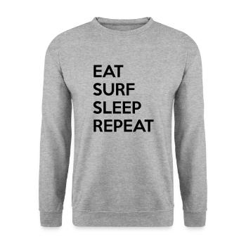 Eat surf sleep repeat - Unisex Pullover - Weißgrau meliert - Vorne - Alina (178cm) & Michal (187cm)