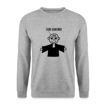 Liebe Gemeinde - Unisex Pullover - Weißgrau meliert - Vorne - Alina (178cm) & Michal (187cm)