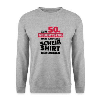 50 Geburtstag - Unisex Pullover - Weißgrau meliert - Vorne - Alina (178cm) & Michal (187cm)
