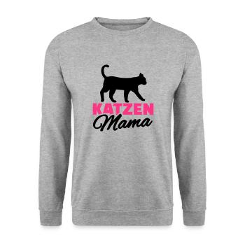 Katze - Unisex Pullover - Weißgrau meliert - Vorne - Alina (178cm) & Michal (187cm)