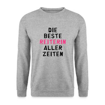 Reiten Reiter Reiterin Pferd Pferde Pony Western - Unisex Pullover - Weißgrau meliert - Vorne - Alina (178cm) & Michal (187cm)