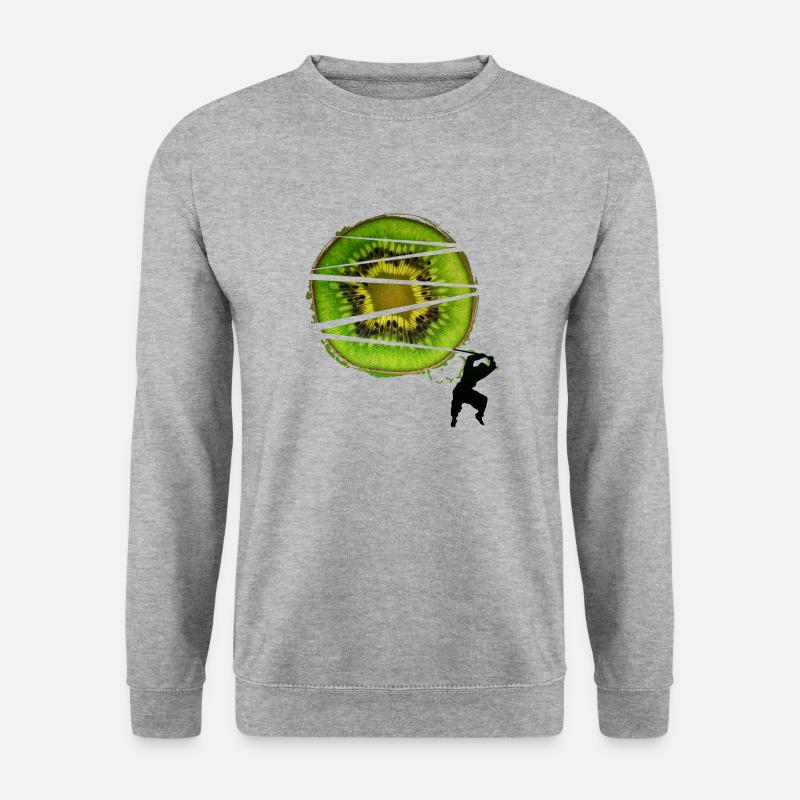 Kiwi-Ninja - Unisex Pullover - Weißgrau meliert