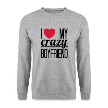 I love my crazy Boyfriend - Unisex Sweatshirt - salt & pepper - Front - Alina (178cm) & Michal (187cm)