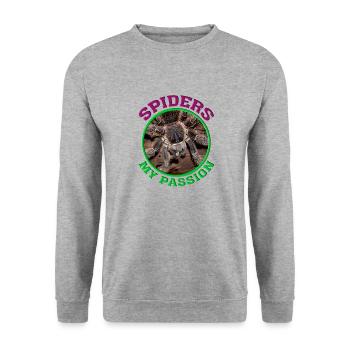 Spinnen / Vogelspinne / Spider / Tarantula - Unisex Pullover - Weißgrau meliert - Vorne - Alina (178cm) & Michal (187cm)