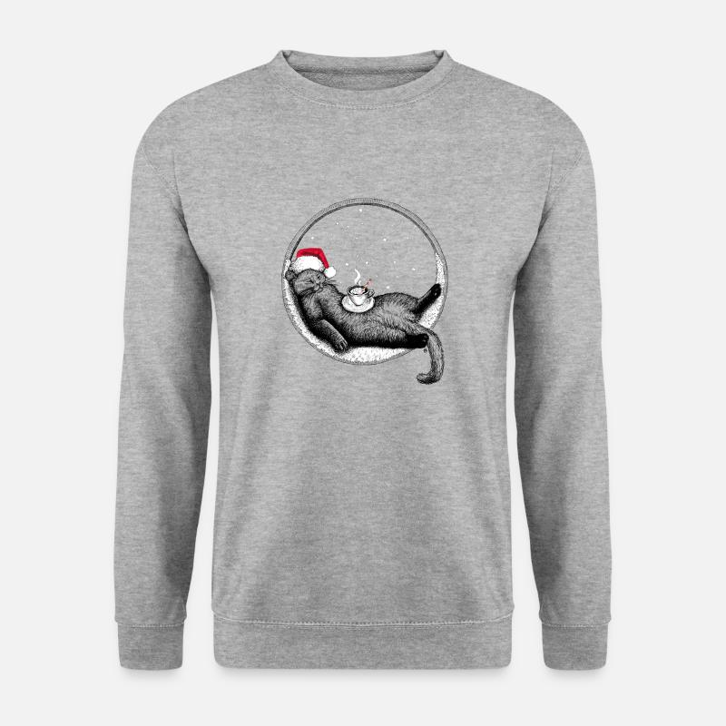Weihnachtsmieze 2018 - Unisex Pullover - Weißgrau meliert