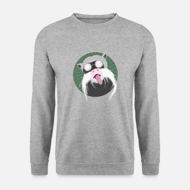 Lustiger Affe mit Bart und Brille - Unisex Pullover - Weißgrau meliert