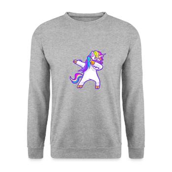 Licorne arc-en-ciel cool tamponnant - Sweat-shirt Unisexe - gris chiné - Devant - Alina (178cm) & Michal (187cm)