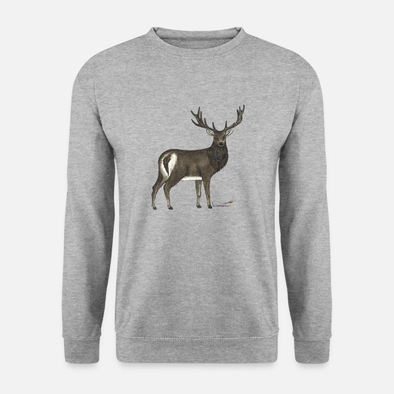 Rothirsch - Unisex Pullover - Weißgrau meliert