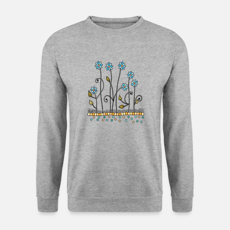Blumen - Unisex Pullover - Weißgrau meliert