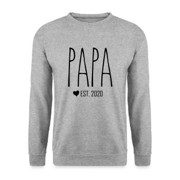 PAPA EST2020 - Unisex Pullover - Weißgrau meliert - Vorne - Alina (178cm) & Michal (187cm)